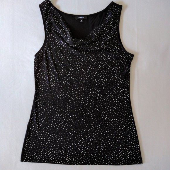Express Tops - EXPRESS Black Cowl Draped Studded Sleeveless Top M
